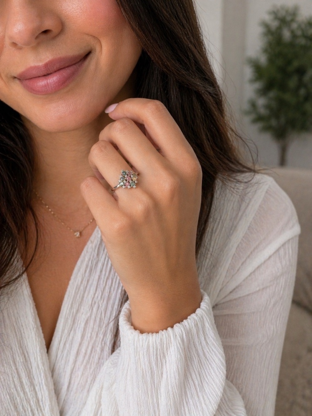 18K Silver Plated Tourmaline Ring